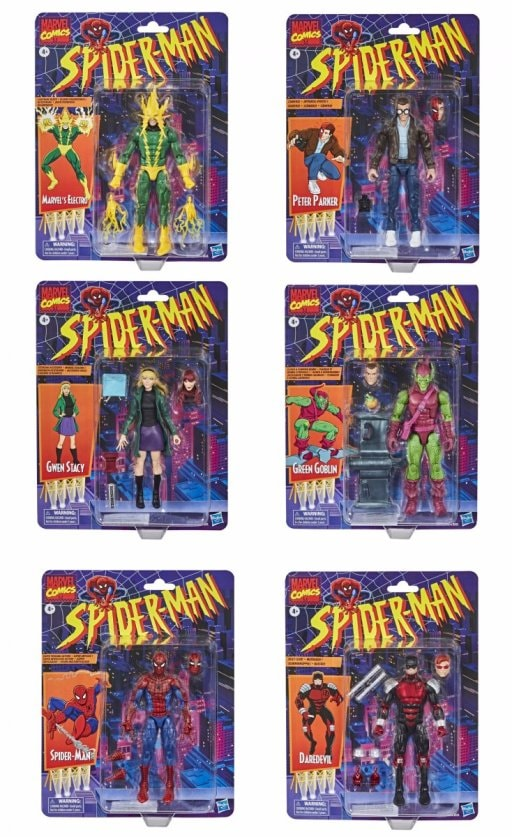 Hasbro Marvel Legends Retro Collection Spider-Man Wave 6-inch Figure ฮาสโบร มาร์เวล เลเจนด์ ซีรี่ย์ส หุ่นโมเดลฟิกเกอร์ สไปเดอร์แมน เซต6ตัว ขนาด 6 นิ้ว ลิขสิทธิ์แท้