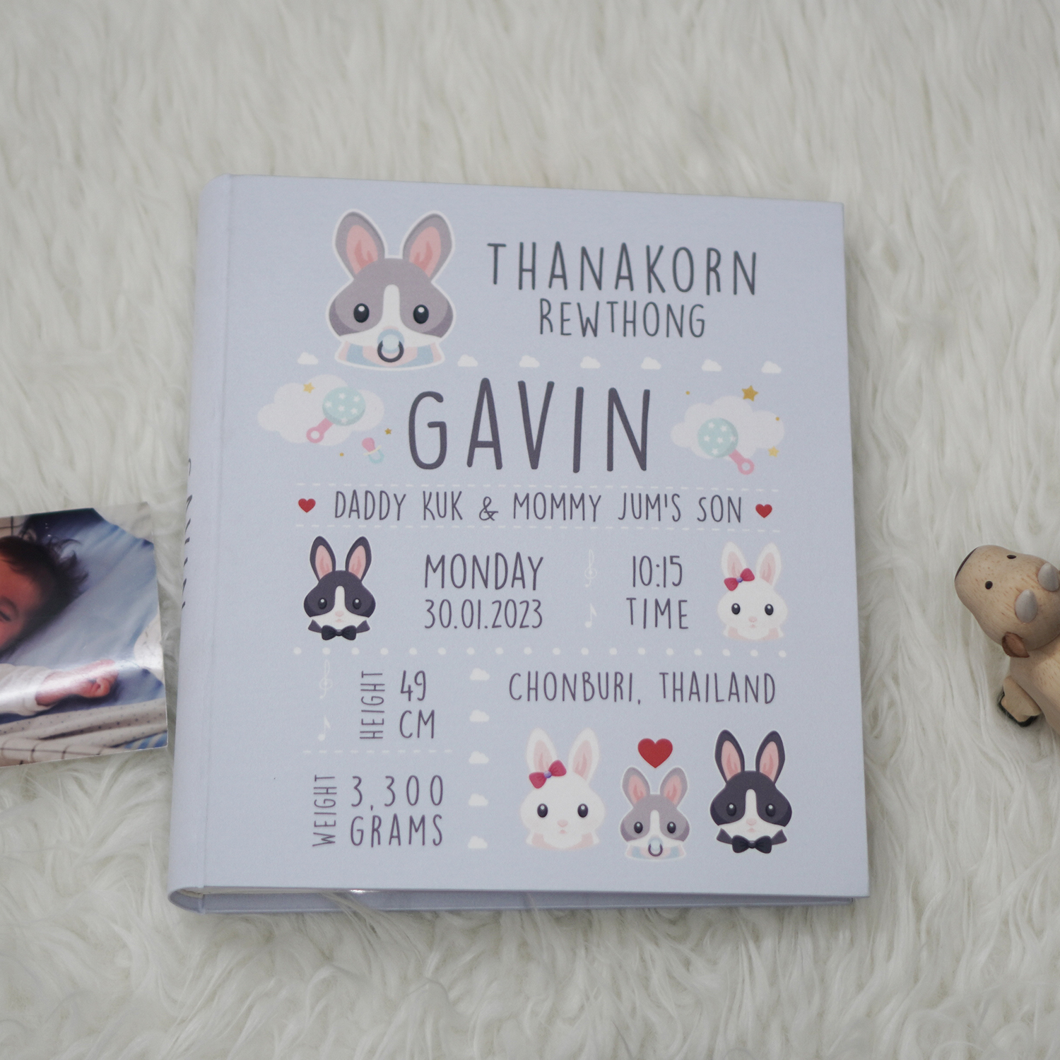 อัลบั้มสั่งทำใส่ชื่อ ลายกระต่ายสีฟ้า - Rabbit - Blue