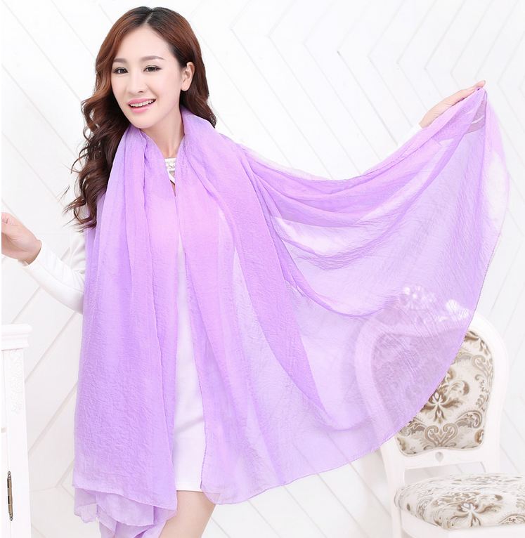 ผ้าคลุมไหล่ scarf ม่วงอ่อน