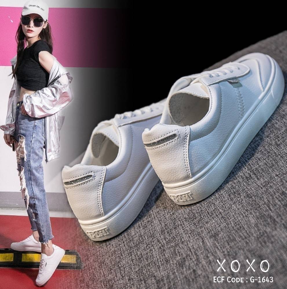 รองเท้าผ้าใบสไตล์ Sportขอบนิ่ม (สีแดง)