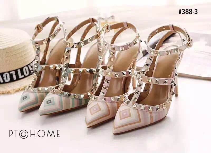 รองเท้า Valentino Aztec Heels 2016 (สีชมพู)