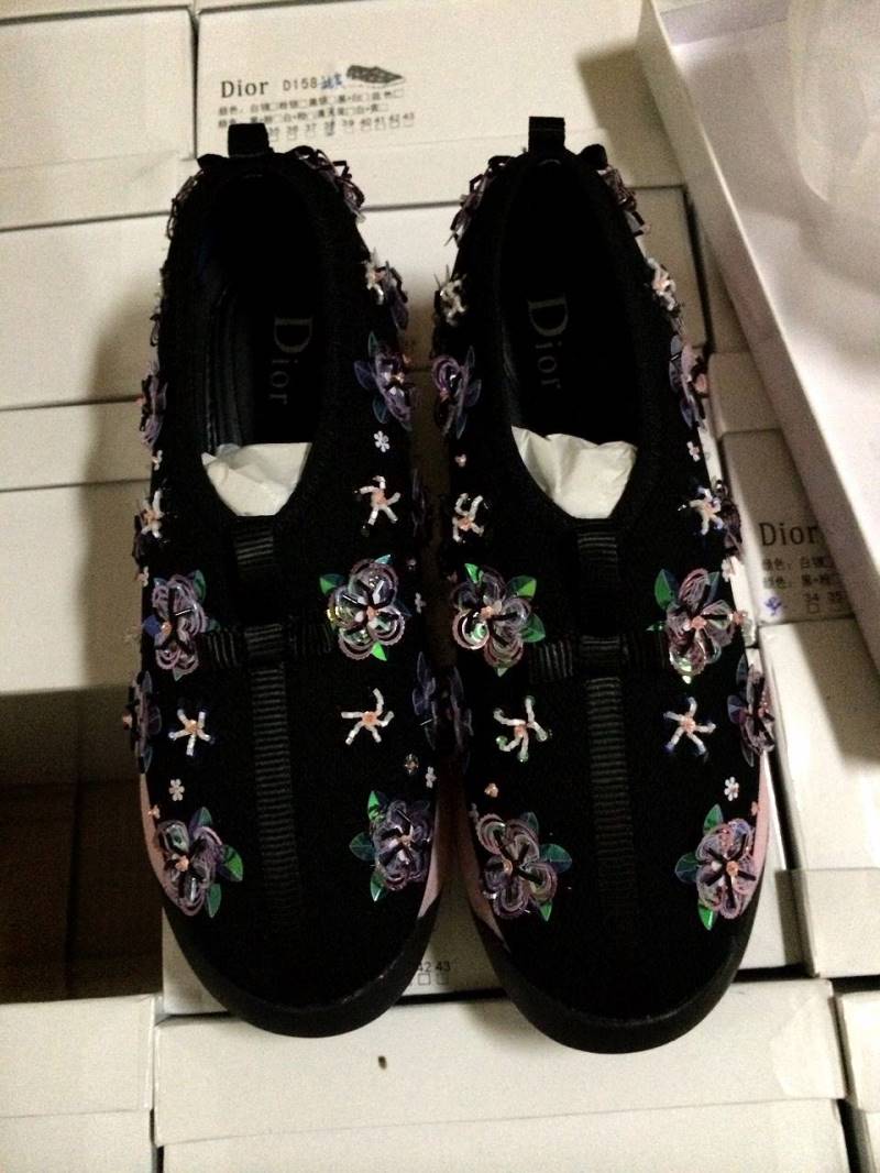 พร้อมส่ง : รองเท้าผ้าใบ Dior Fusion Sneakers (ดำดอกชมพู)