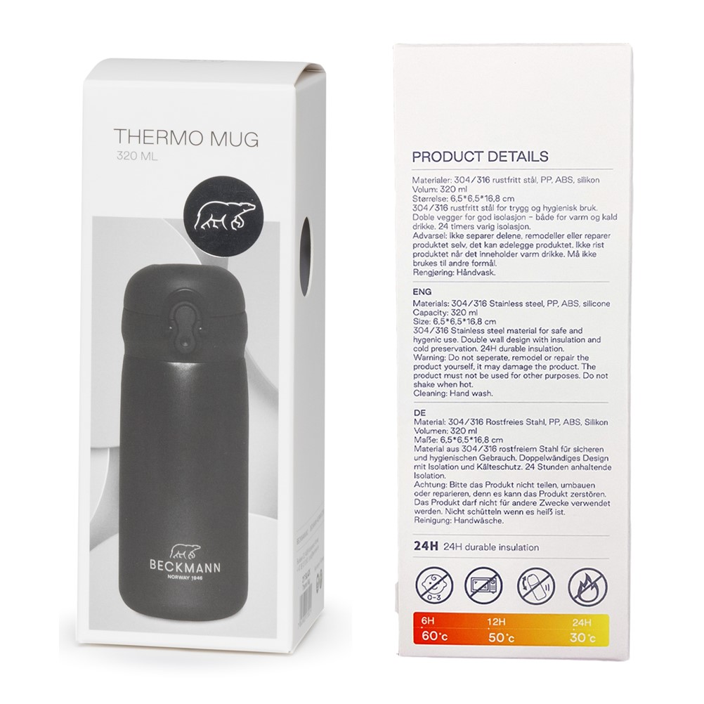 Thermo mug 320 ML (ขวดน้ำเก็บอุณหภูมิ), Black