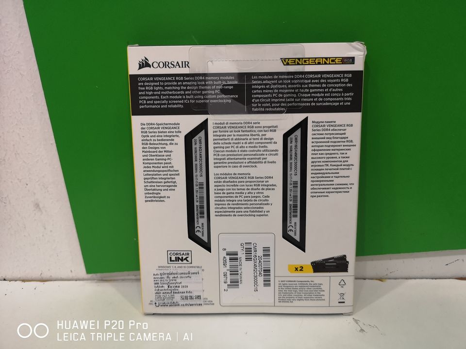16GB. CORSAIR DDR4-RAM PC VENGEANCE RGB (CMR16GX4M2C3000C15) 8X2 ของใหม่ยังไม่แกะห่อ