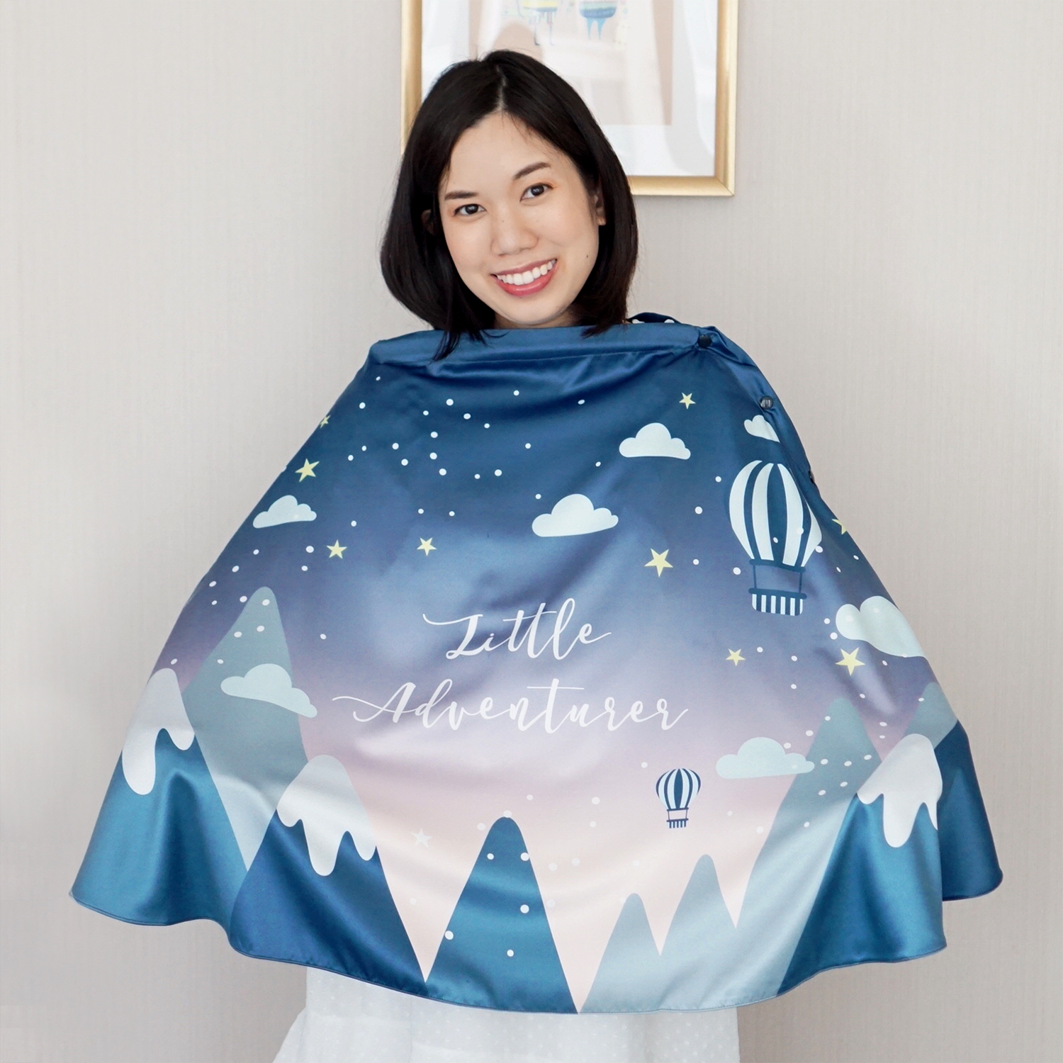 ผ้าคลุมให้นม (รุ่นมีกระดุม ถอดโครงได้) พร้อมส่ง ลาย Mountain - Midnight