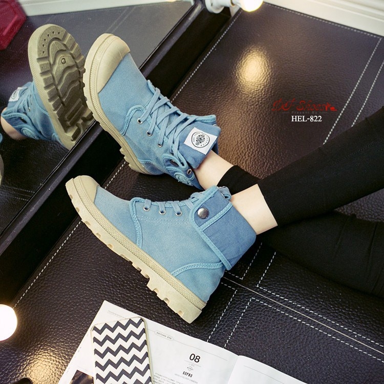 รองเท้าผ้าใบแคนวาสพับได้ (สีฟ้า)