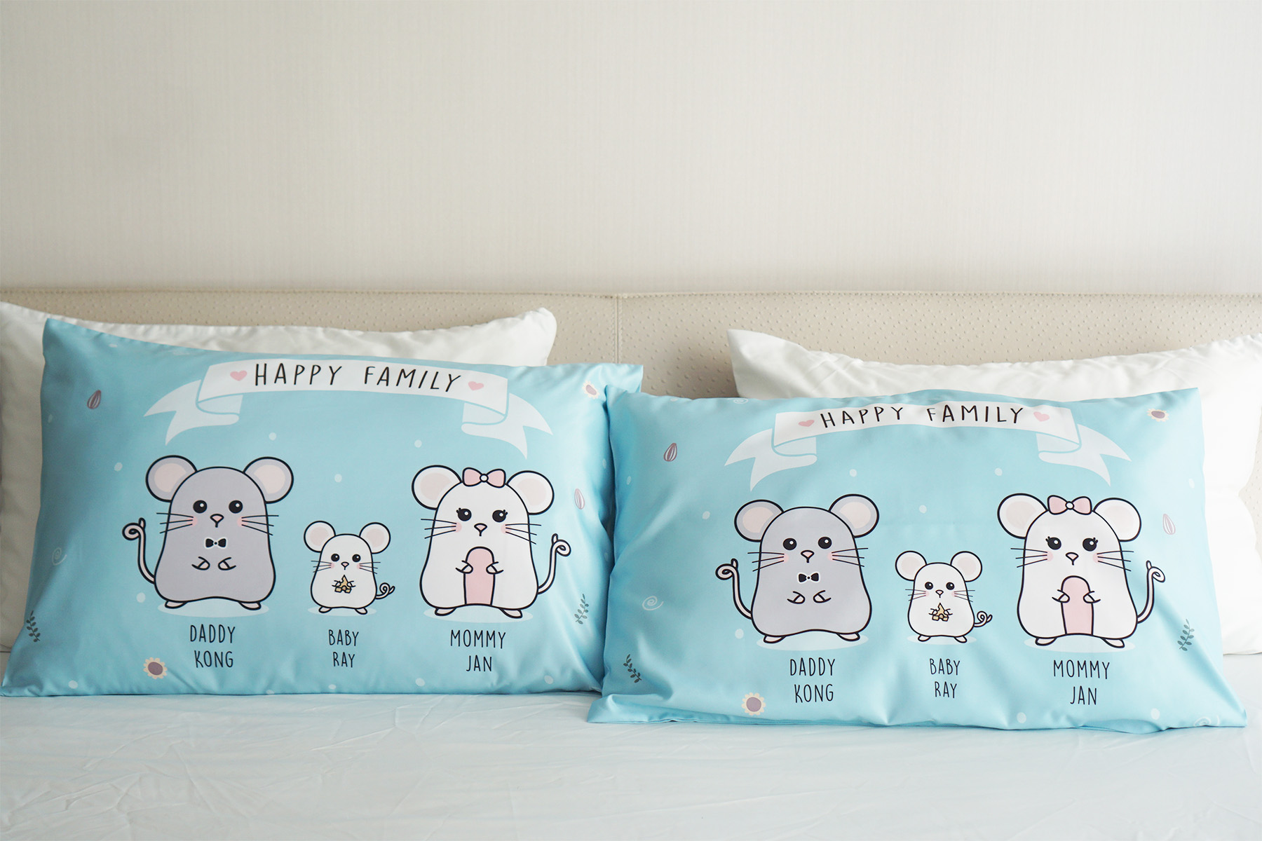 ปลอกหมอนหนุนคู่ พิมพ์ลายเต็มผืน Mini Mouse - Blue