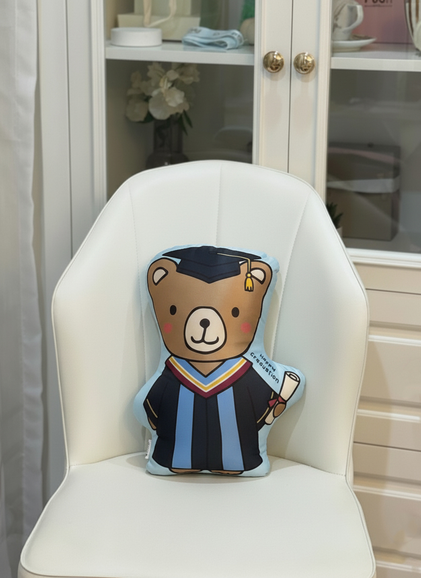 หมอนของขวัญรับปริญญา แบบพร้อมส่ง - ลาย Congrats - Teddy Blue