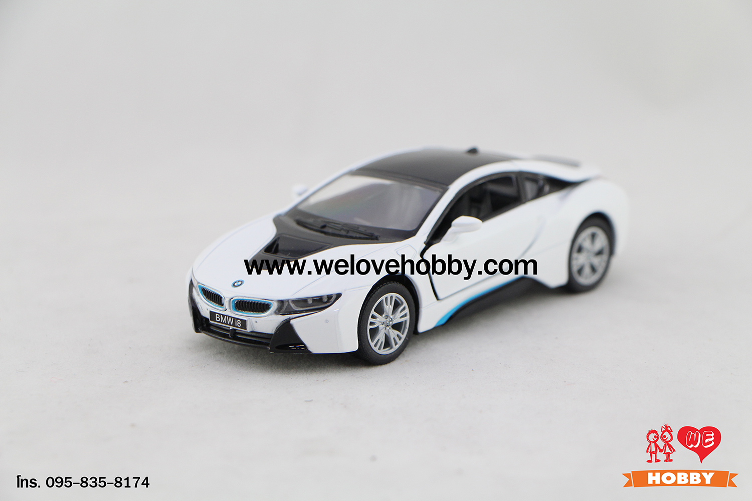 โมเดลรถซุปเปอร์ คาร์ BMW i8 สีขาว Scale 1:36