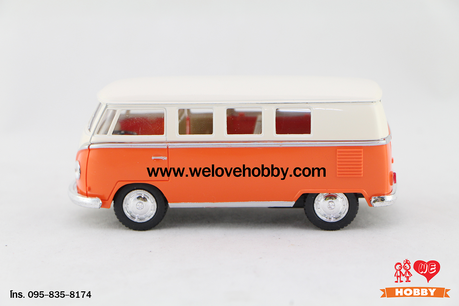 โมเดลรถตู้โฟล์คคลาสสิค 1962 Volkswagen Classical Bus สีส้ม-ครีม Scale 1:32
