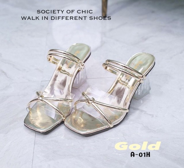 รองเท้าเปิดส้นสไตล์ Maxi (สีเงิน)