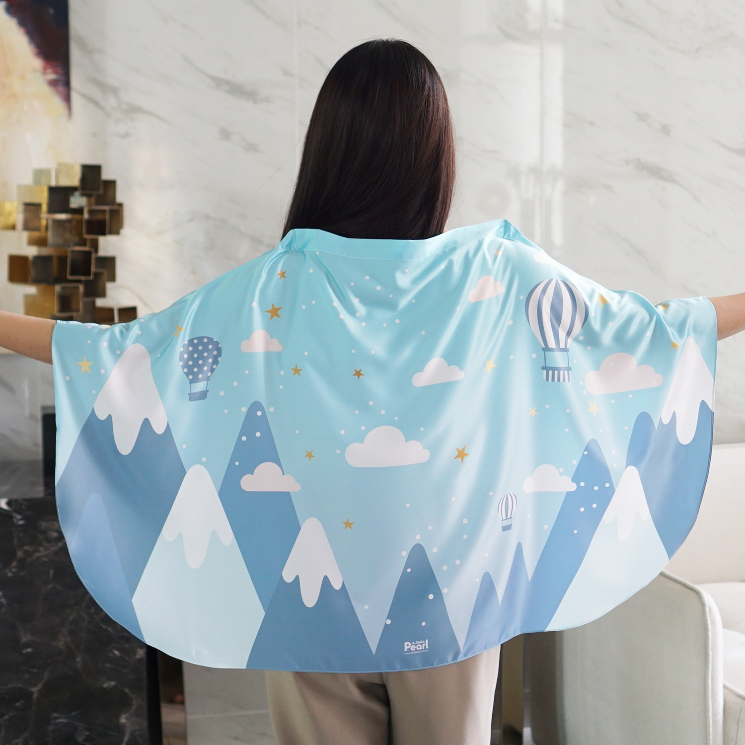 ผ้าคลุมให้นม สั่งทำใส่ชือ ลายภูเขา Mountain - Blue