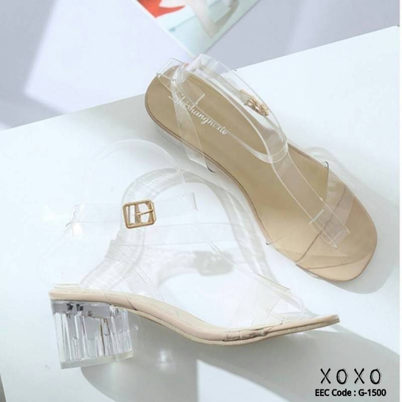 รองเท้าส้นแก้วรัดส้น (สีครีม)