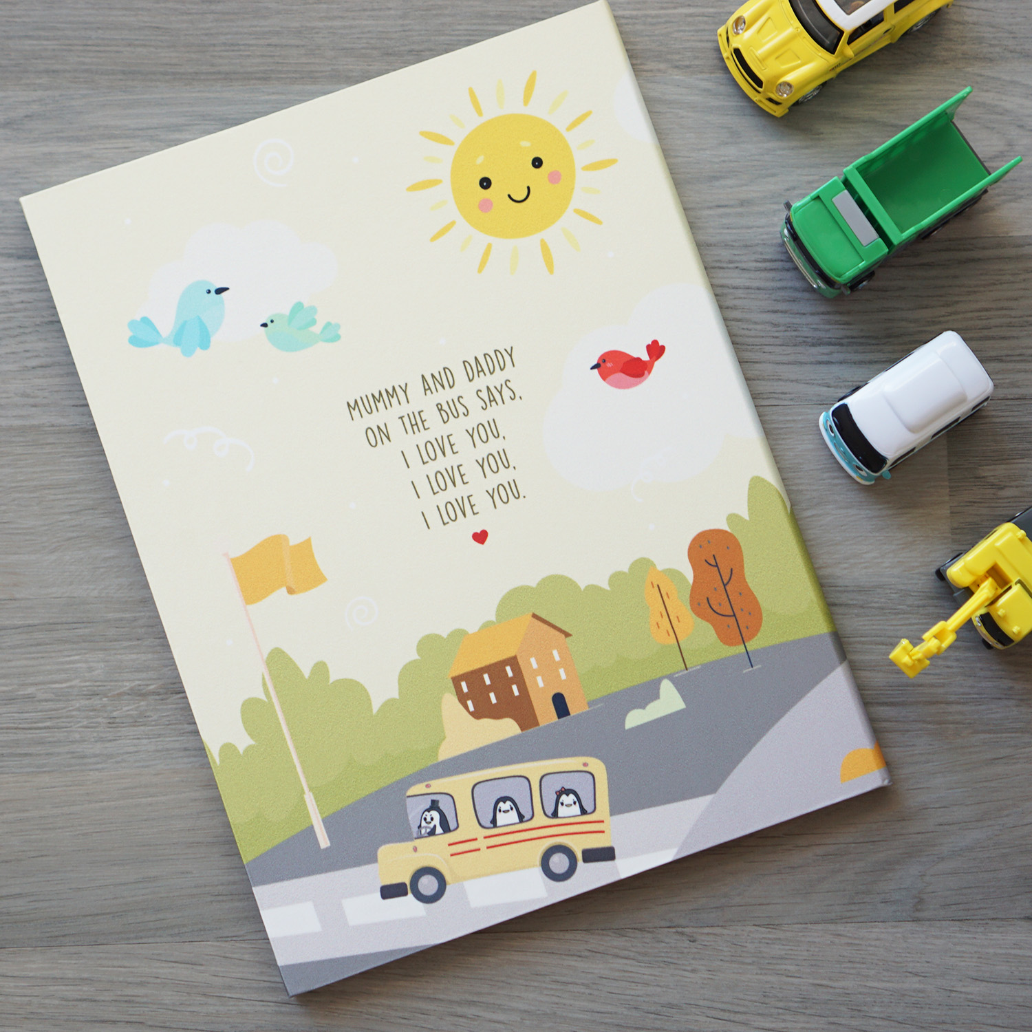 แฟ้มทะเบียนสมรส/สูติบัตร สั่งทำใส่ข้อความ ลาย Yellow Bus