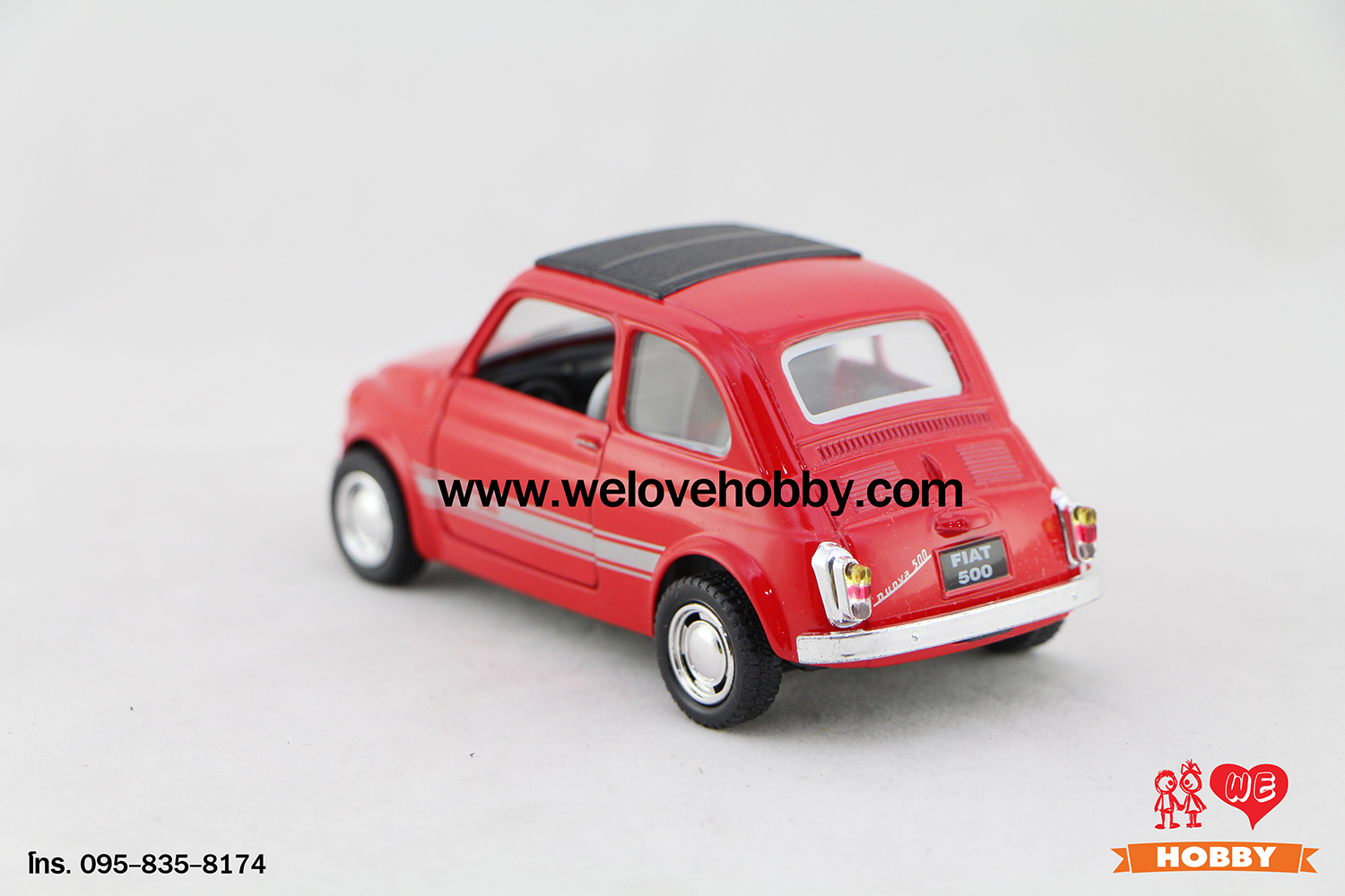 โมเดลรถเฟียต Fiat 500 สีแดง Scale 1:24