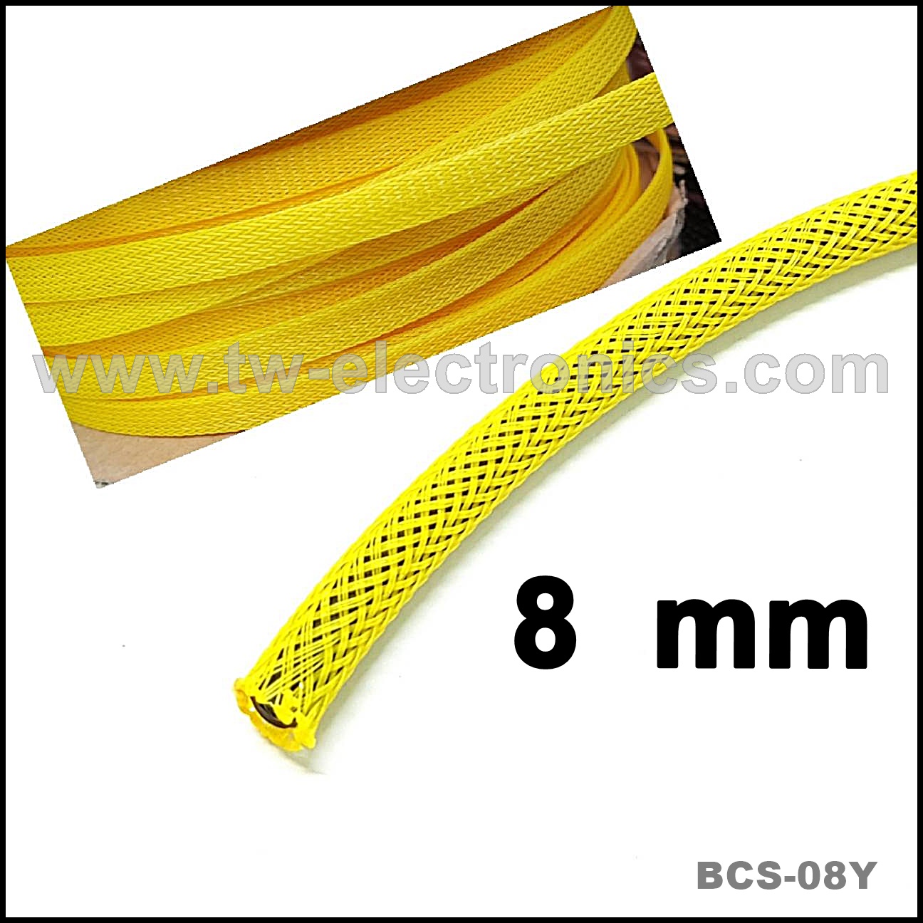 สายถัก 8 mm (สีเหลือง) / BCS-08Y