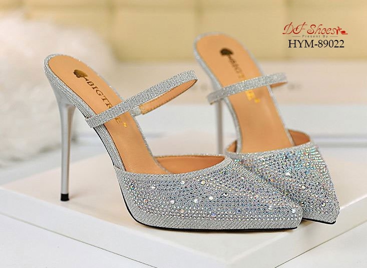 รองเท้าคัทชูเปิดส้นกลิตเตอร์ (สีทอง)