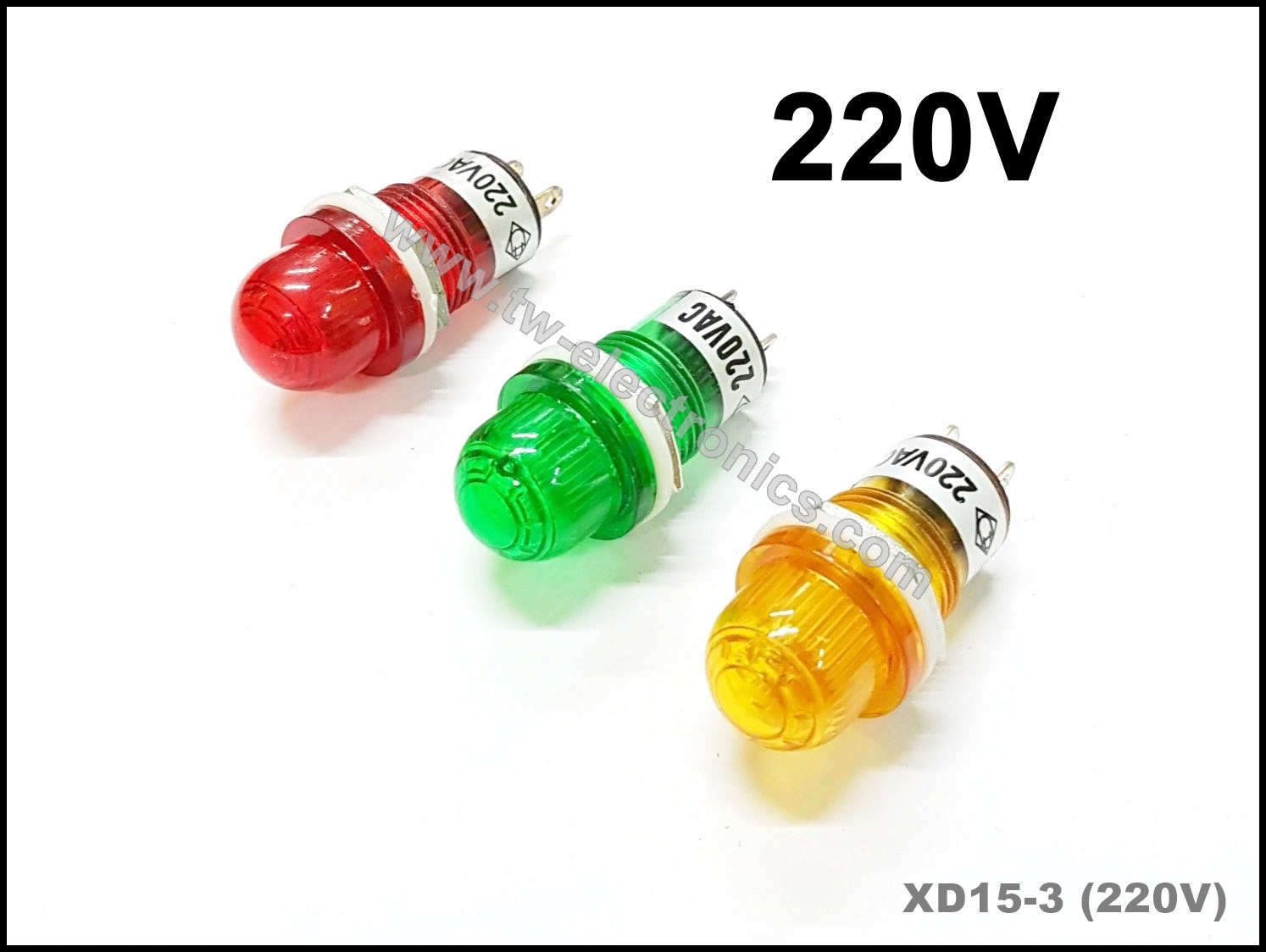 หลอดตู้คอนโทรล 15mm (220V) / XD15-3 Pilot Lamp