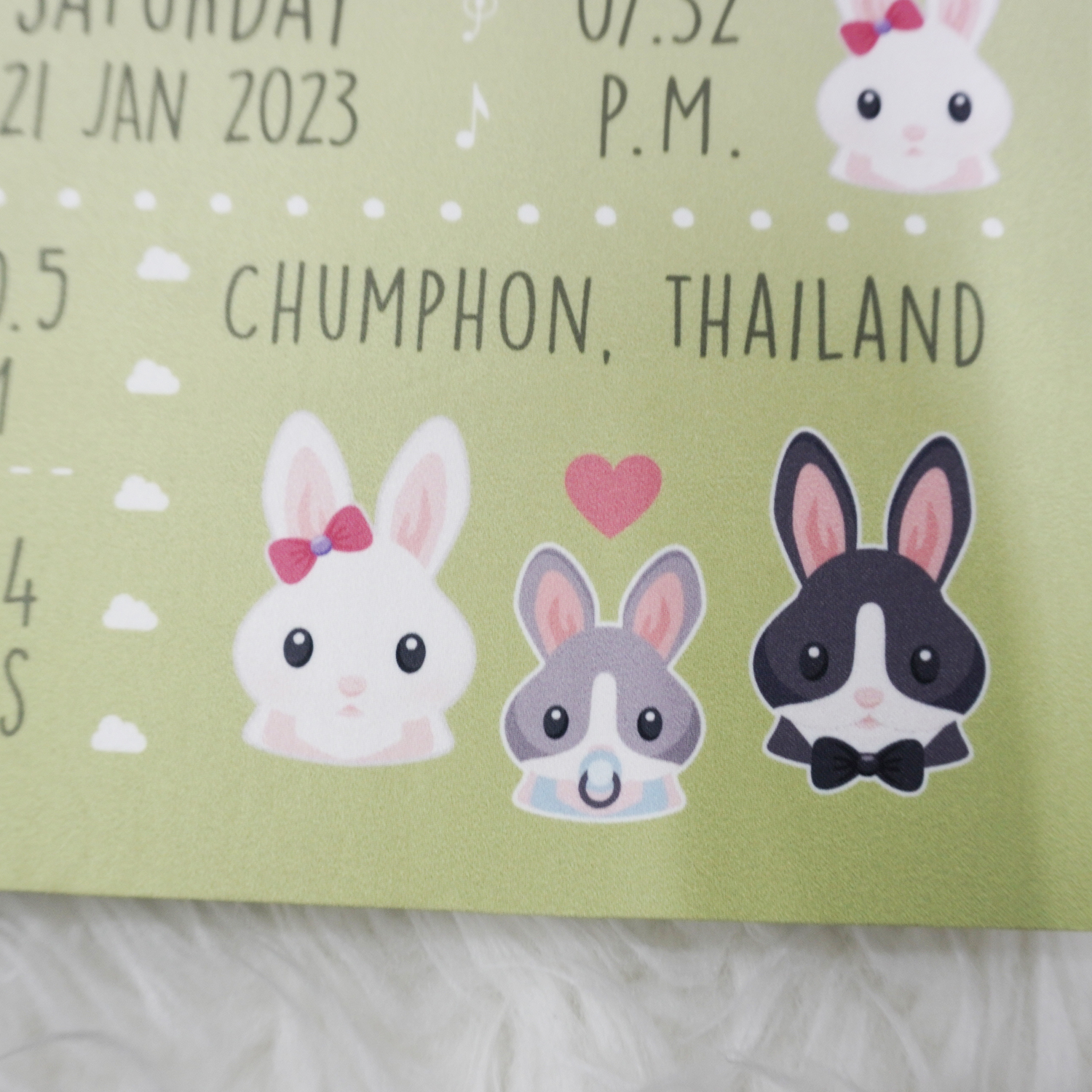 แฟ้มทะเบียนสมรส/สูติบัตร สั่งทำใส่ข้อความ ลาย Rabbit - Gradient Lime