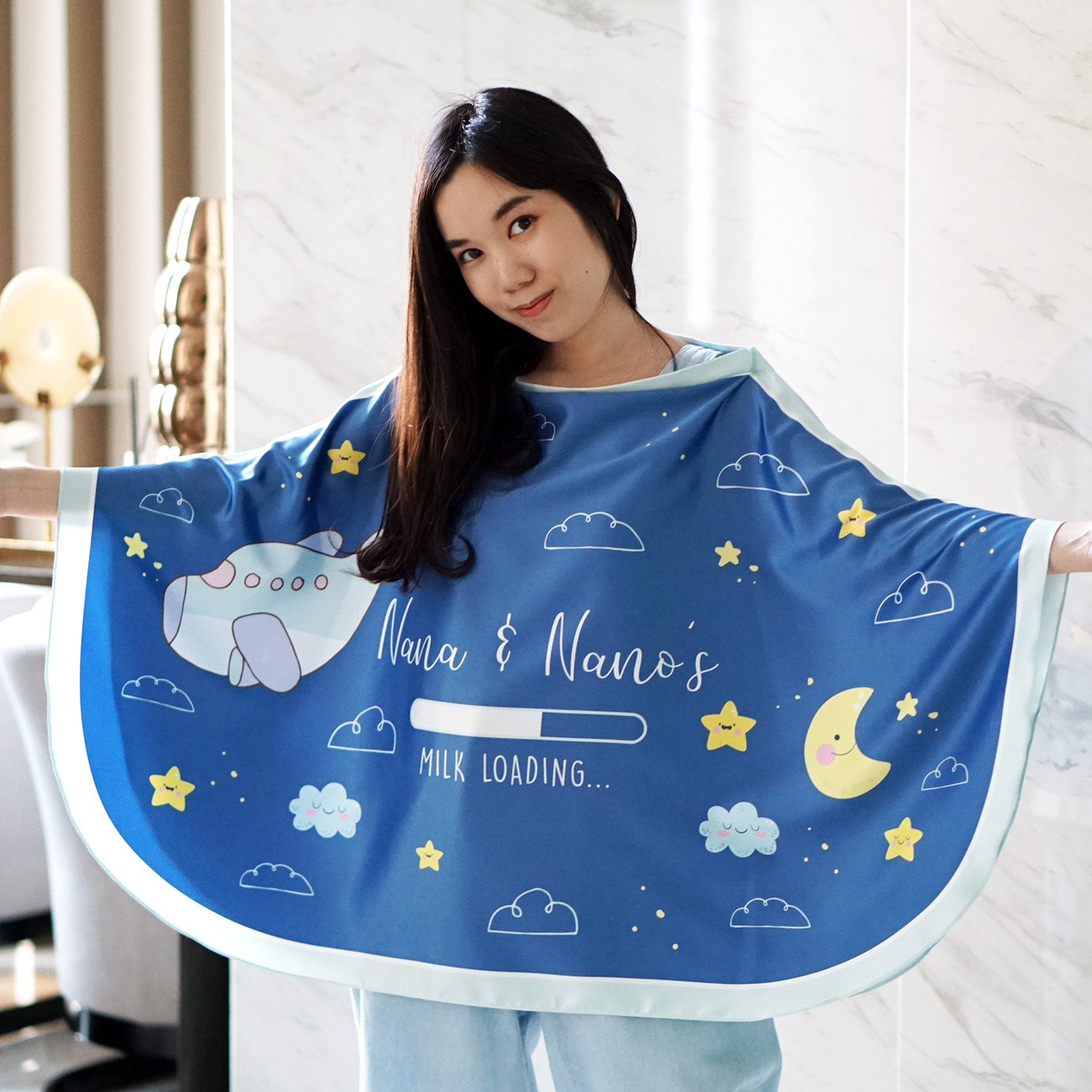 ผ้าคลุมให้นม สั่งทำใส่ชือ ลาย Plane