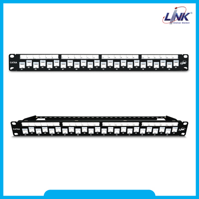 ขายถูก LINK CAT6A PATCH PANEL 24 PORT,Polymer Panel (แผงกระจายสายมีเหล็กจัดสายและติดป้ายชื่อได้)