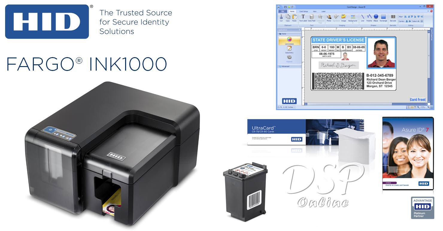 ขายถูก HID FARGO INK1000 เครื่องพิมพ์บัตร เทคโนโลยี inkjet เฉพาะสำหรับบัตรพลาสติก