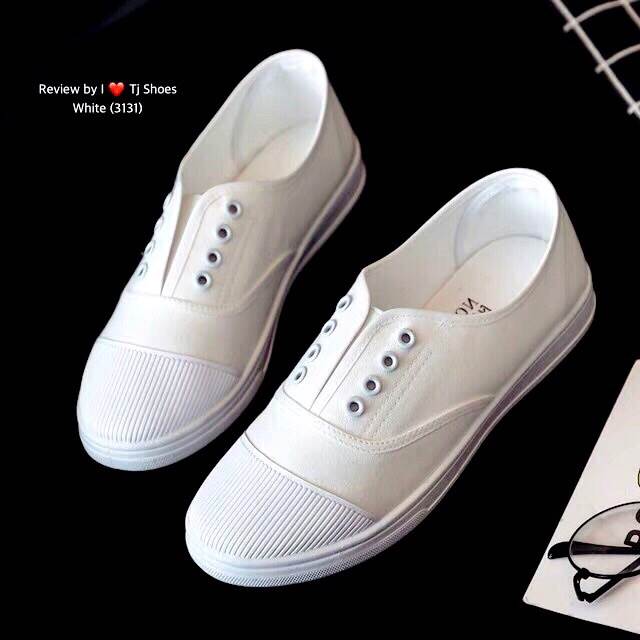 รองเท้าผ้าใบสวมไร้เชือก (สีเทา)