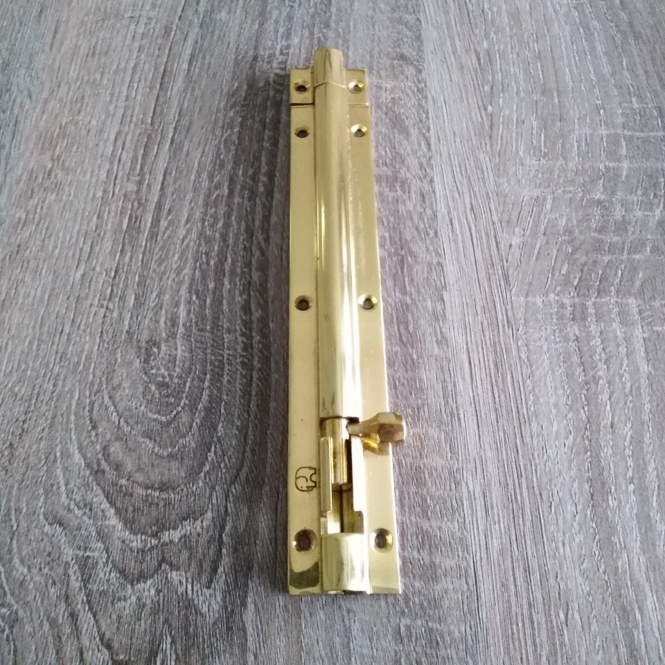 กลอนทองเหลือง 6 นิ้ว สีทอง ตราช้าง