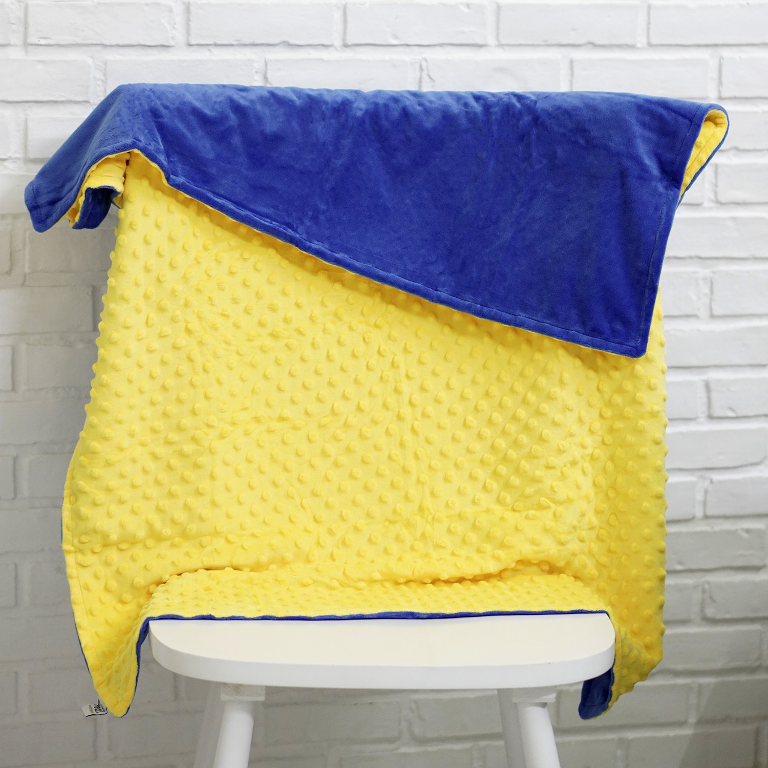 ผ้าห่ม Minky 75x100cm พร้อมส่ง สีเหลืองน้ำเงิน - Lemon Navy