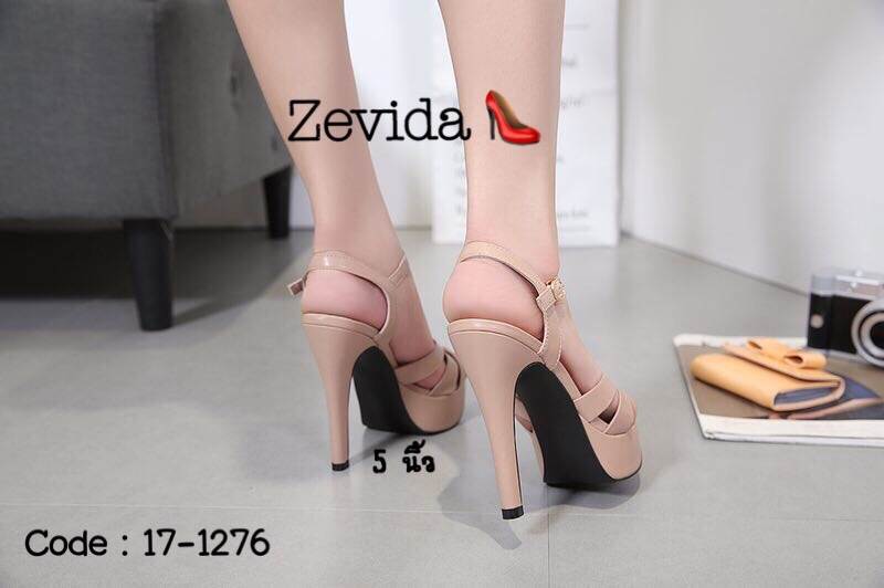 รองเท้าส้นสูงหน้าสานพียูนิ่ม (สีชมพูนู๊ด)