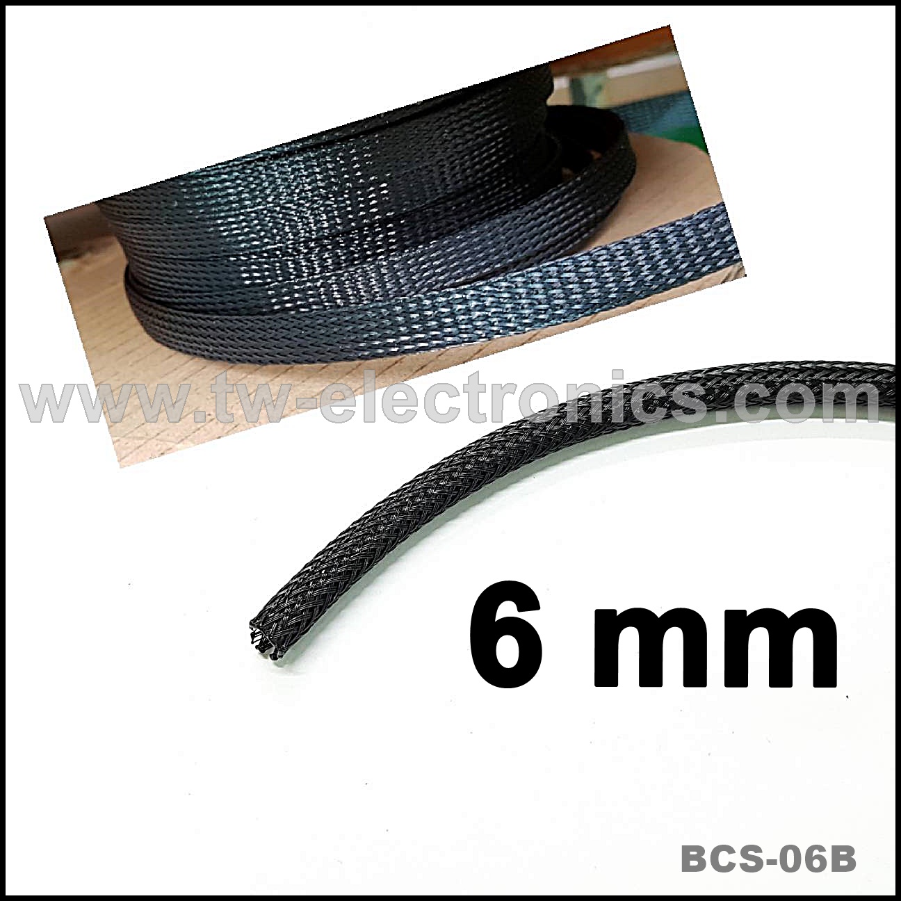 สายถัก 6 mm (สีดำ) / BCS-06B