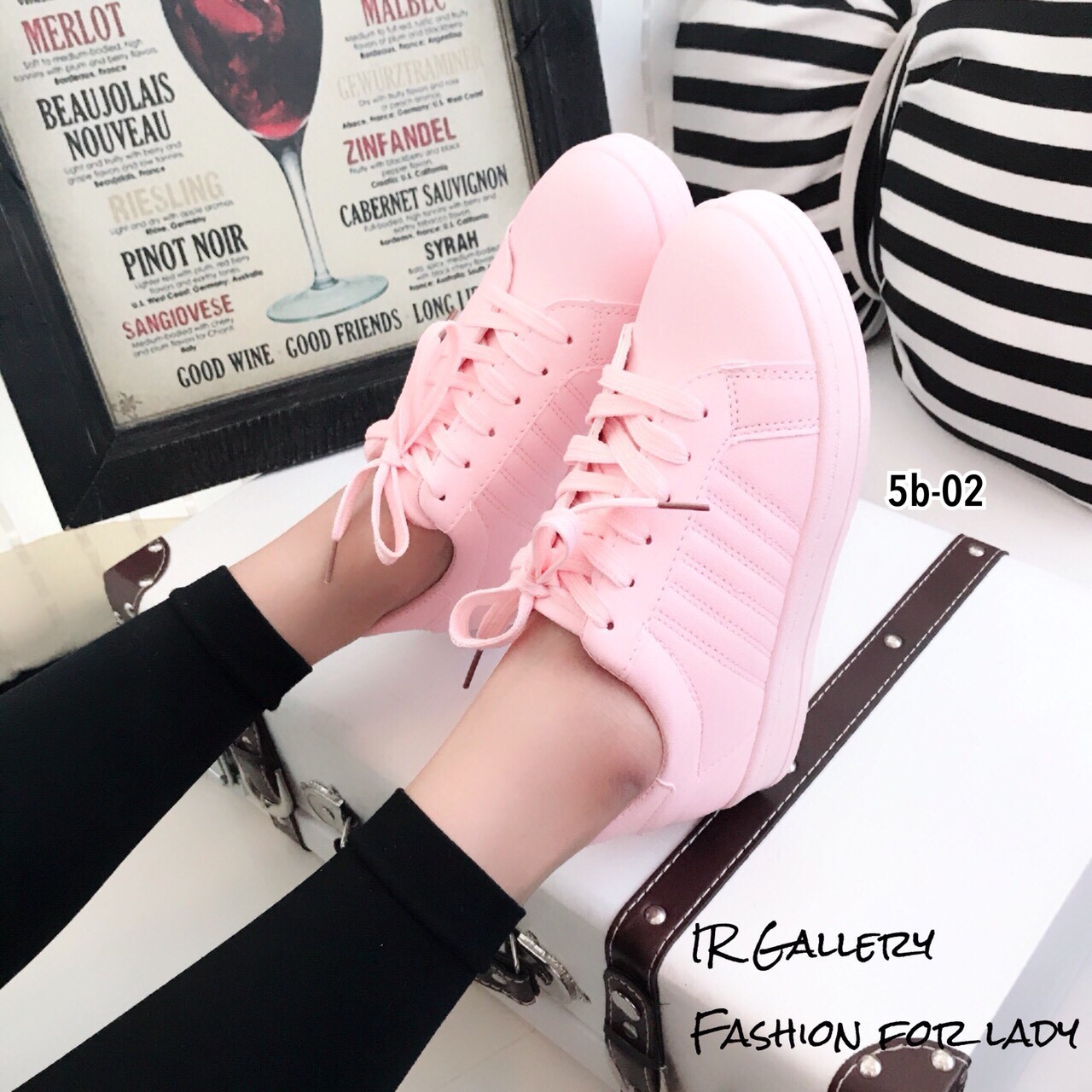 รองเท้าผ้าใบแฟชั่นสไตล์ Sport (สีชมพู)