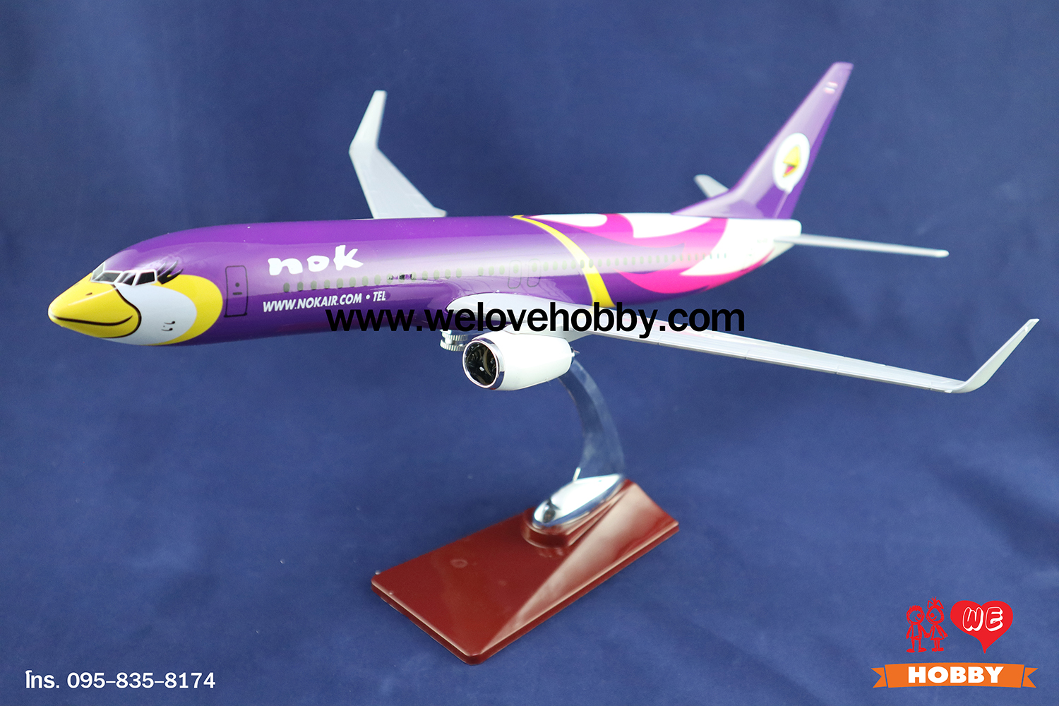 โมเดลเครื่องบิน นกแอร์ Nok Air (Boeing737) สีม่วง-ขาว ประเทศไทย ลำใหญ่