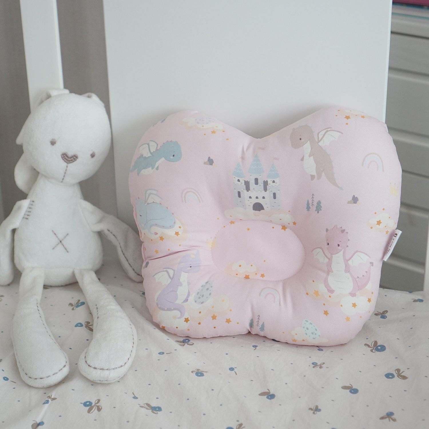 หมอนหลุม Baby Pillow แบบพร้อมส่ง ลายมังกร สีฟ้า - Dragon - Pink