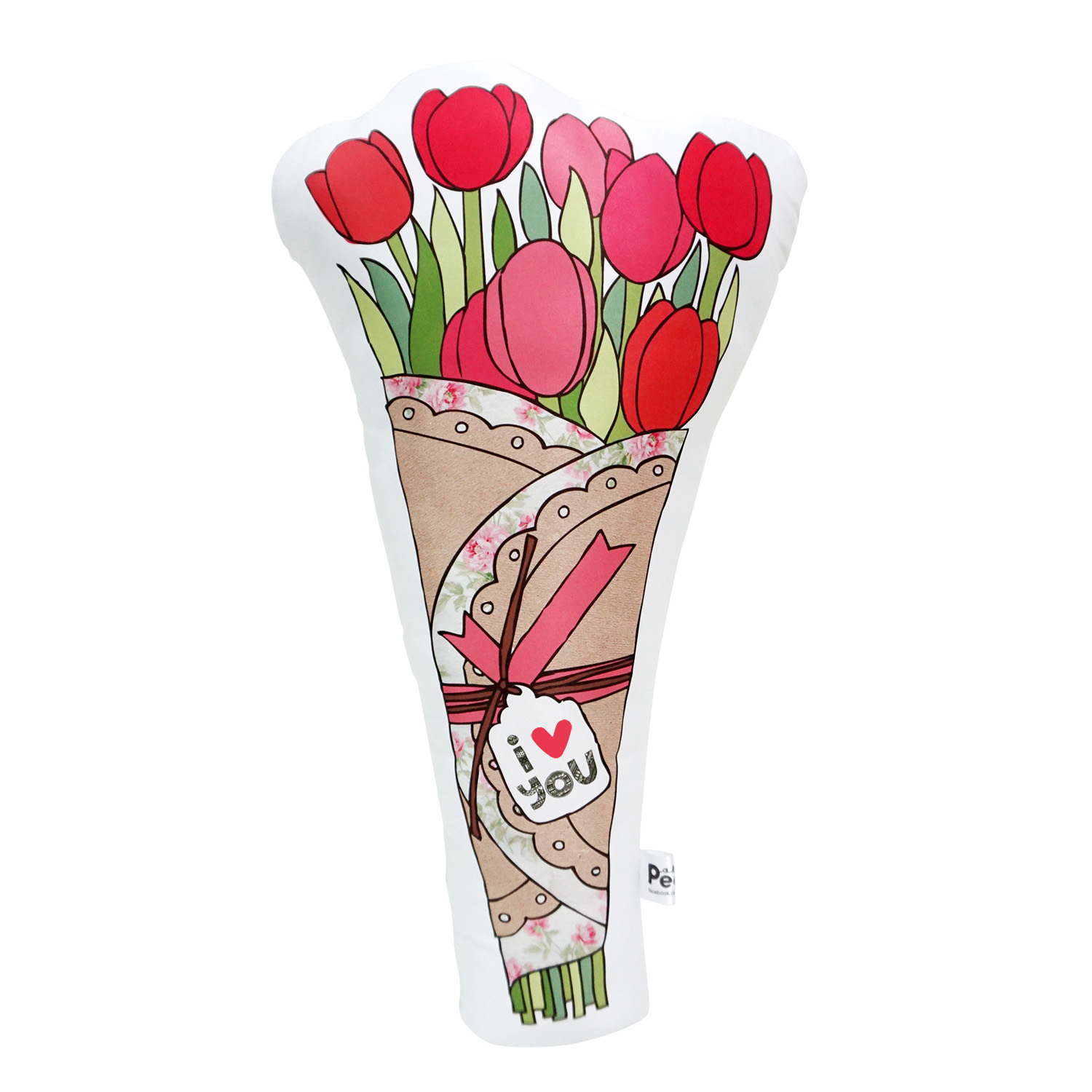 หมอนของขวัญแบบพร้อมส่ง ลายช่อทิวลิปสีแดง Red Tulip Bouquet