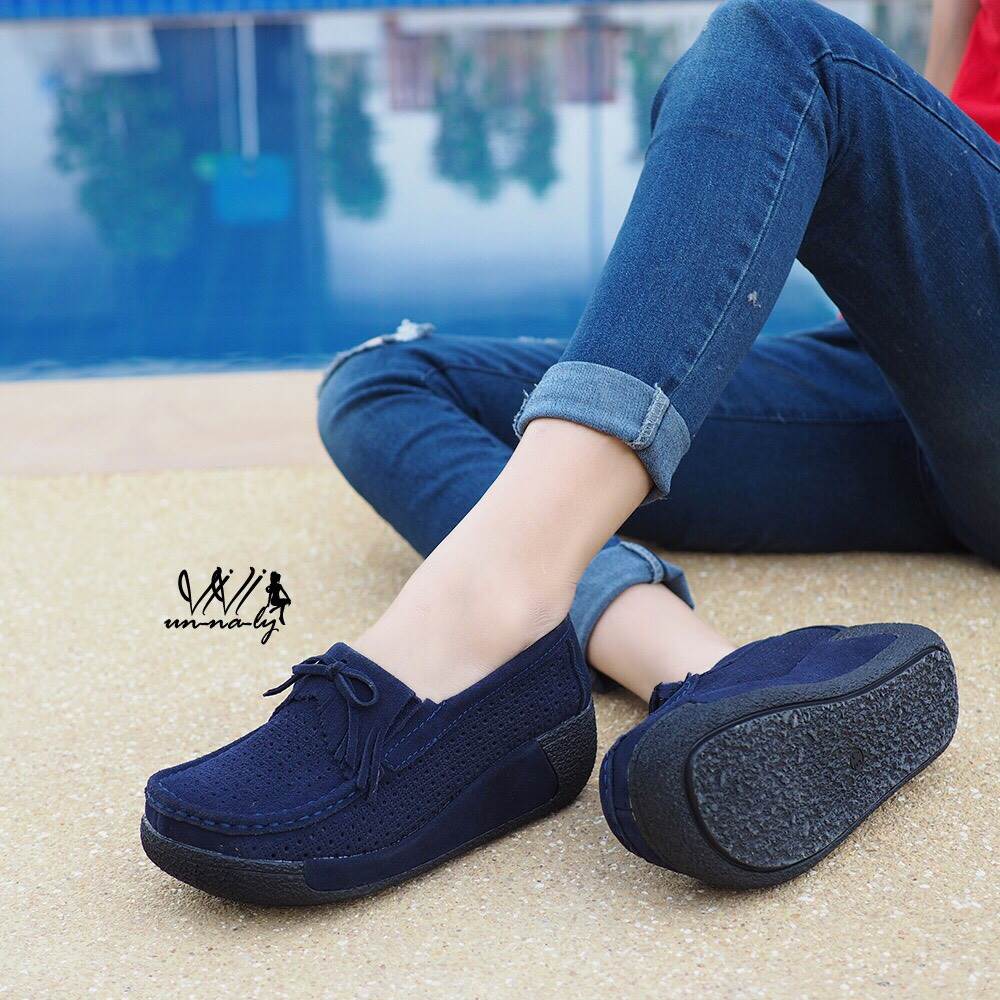 รองเท้า Moccasin ฉลุลาย (สีบานเย็น)