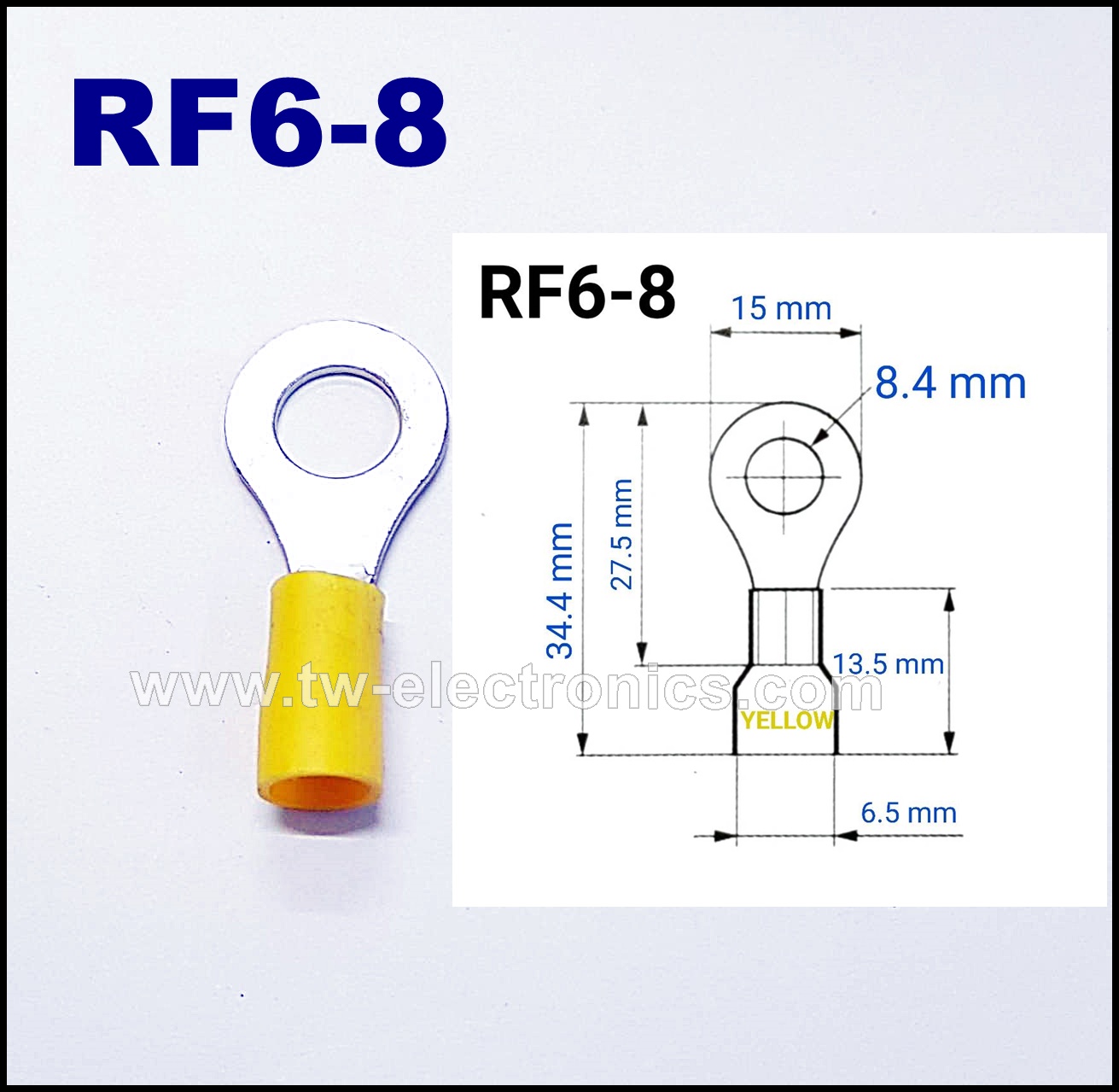 หางปลากลม หุ้ม(สีเหลือง) T-LUG / RF6-8