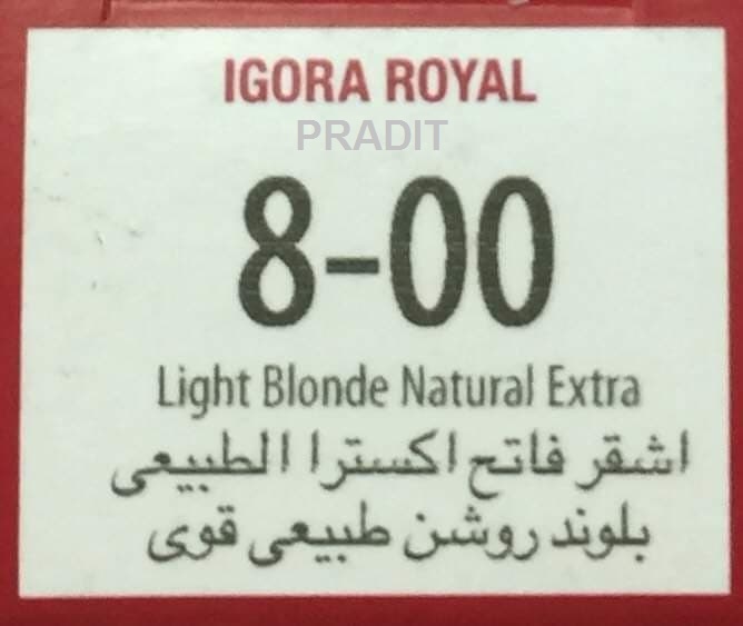 Schwarzkopf Igora Royal ครีมย้อมผม อีโกร่า รอยัล เบอร์8-00 สีบลอนด์อ่อนธรรมชาติ (60ml) 80 กรัม