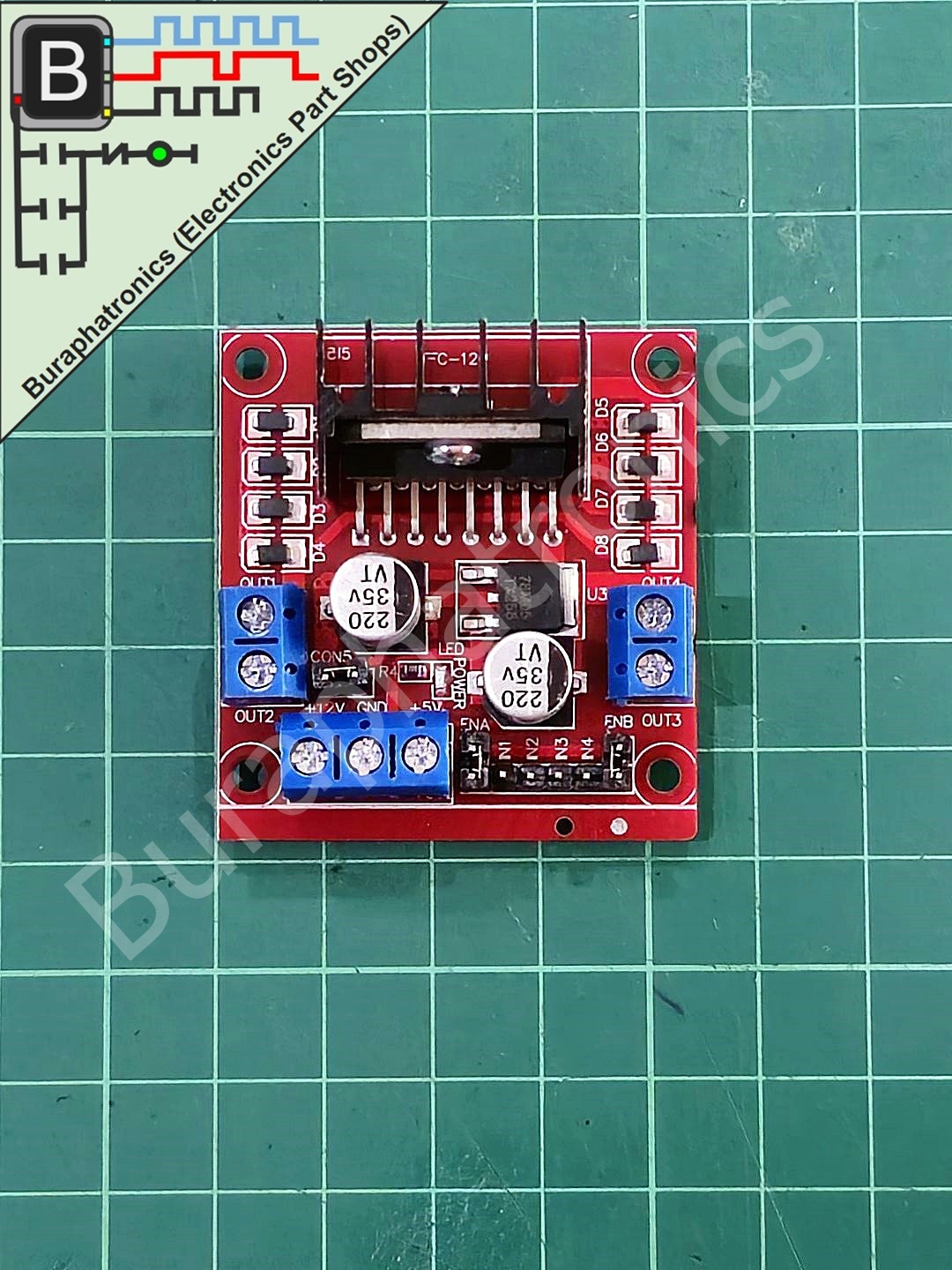 L298N Motor Driver 5-35VDC Max 2A 25W (โมดูลขับมอเตอร์ 5-35VDC ขับกระแสสูงสุด 2A )