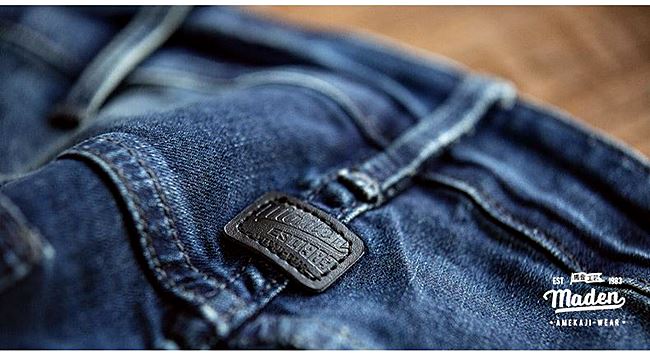 001065 กางเกงยีนส์ Maden tooling Japanese retro wash old jeans Denim Slim feet Size 28-34