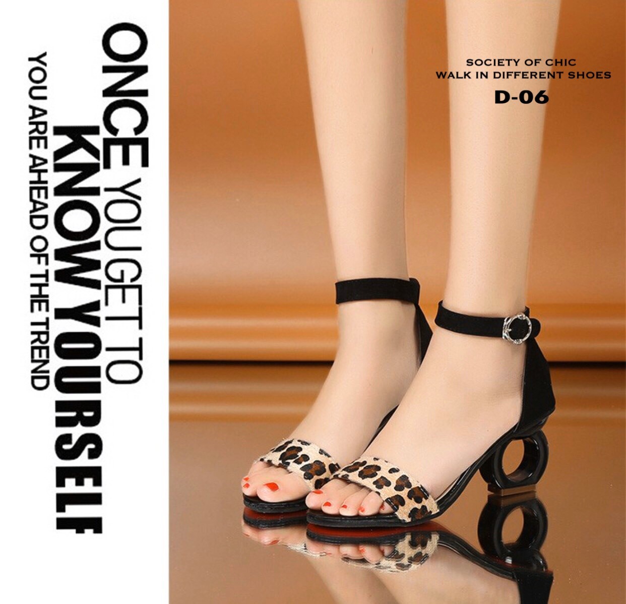 รองเท้าส้นสูงคาดหน้าลายเสือ