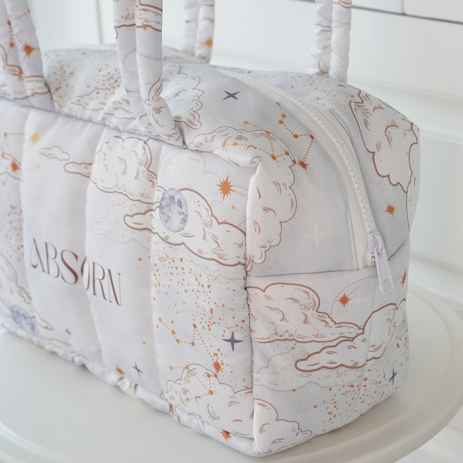 Fluffy Bowling Bag กระเป๋านุ่มนิ่ม ทรง Bowling สั่งทำใส่ข้อความ ลาย Zodiac - Grey