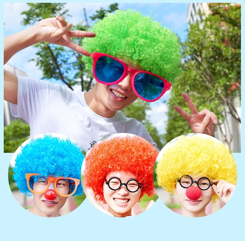 วิกผม วิกตัวตลก ผมทรง หัวฟู Afro แอฟโฟร ผมปลอม วิกคอสเพลย์ ดิสโก้ ขนาดฟรีไซส์ยางยืด สีส้ม
