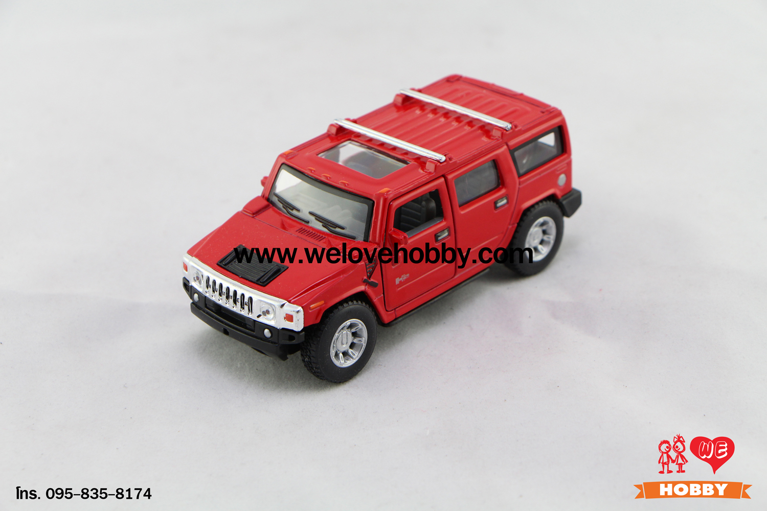 โมเดลรถ 2008 Hummer H2 SUV สีแดง Scale 1:40