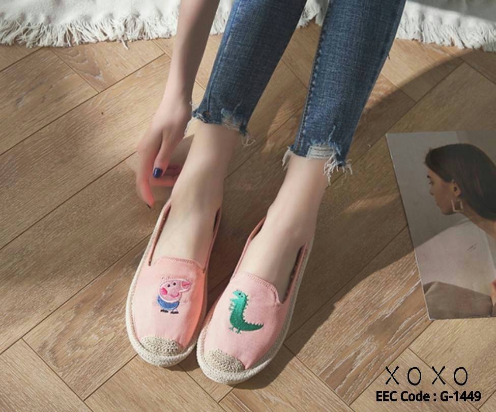 รองเท้าผ้าใบแบบสวมแต่งลายดุ๊กดิ๊ก (สีน้ำเงิน)