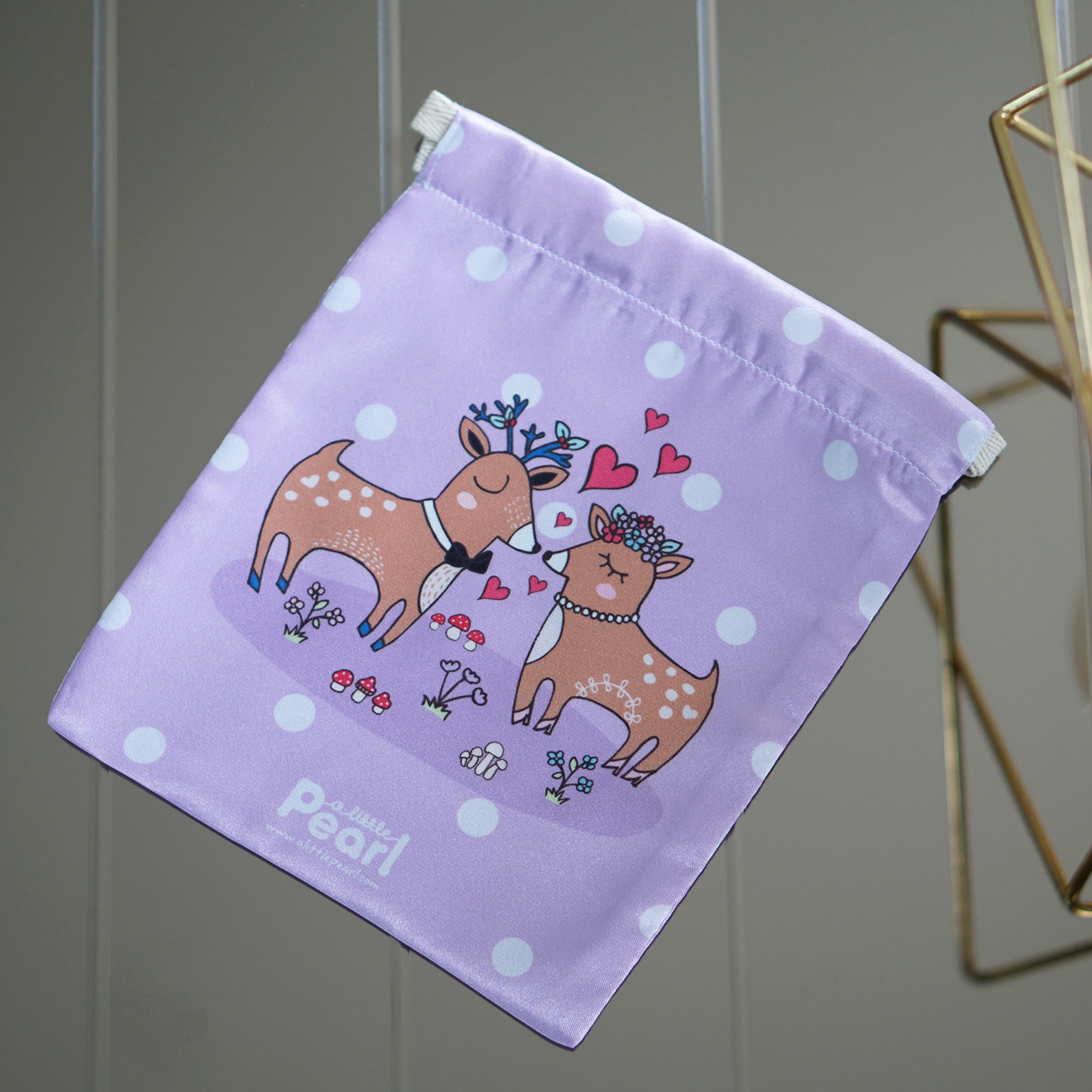 ผ้าคลุมให้นม สั่งทำใส่ชือ ลาย Couple Deer - Lavender