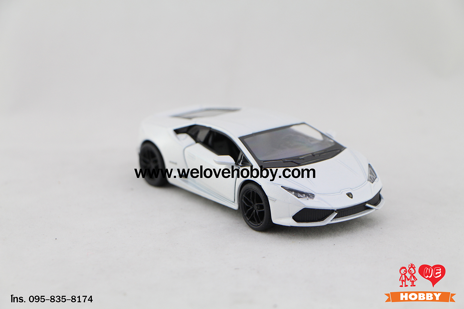 โมเดลรถซุปเปอร์ คาร์ Lamborghini Huracán LP610-4 สีขาว Scale 1:36