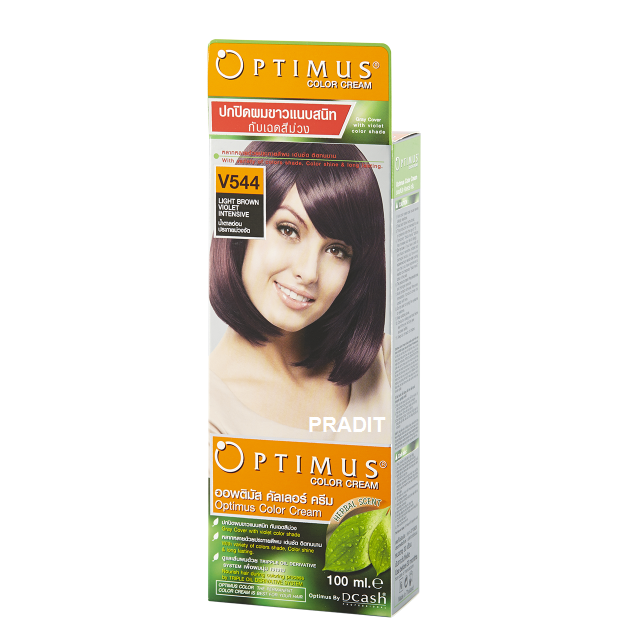 Optimus Color Cream ออพติมัส คัลเลอร์ ครีม เบอร์V544 สีน้ำตาลอ่อนประกายม่วงจัด 100 มล 235 กรัม