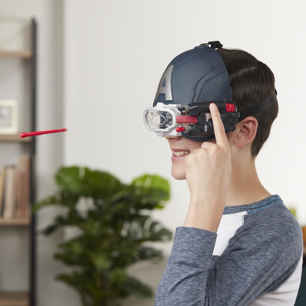 Hasbro Marvel Avengers Captain America Scope Vision Helmet หมวกหน้ากาก กัปตัน อเมริกา (แบบครึ่งใบ) มีแสงสีแดง-เขียว ปรับขึ้นลงได้ บรรจุแท่งยิงได้ ลิขสิทธิ์แท้