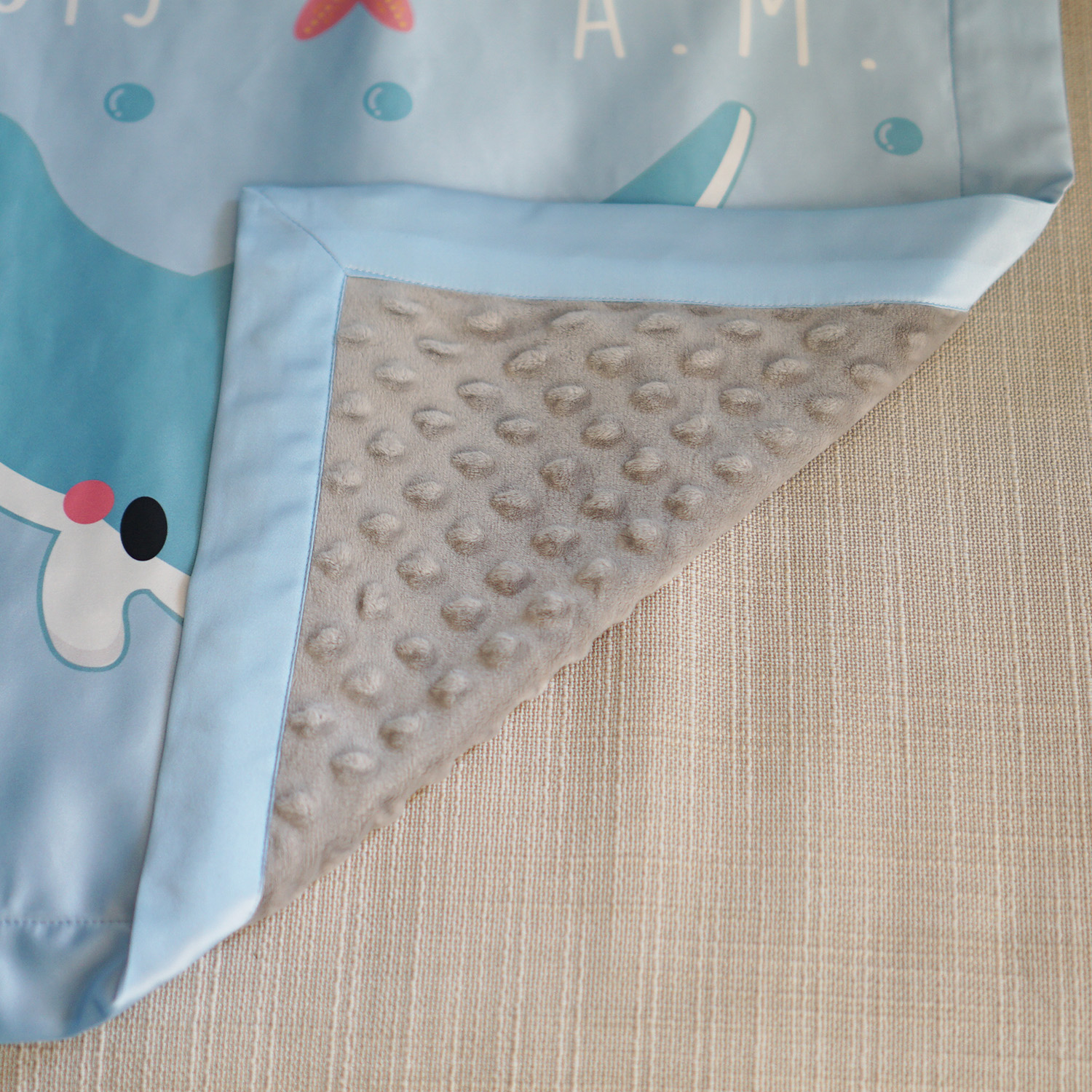 ผ้าห่มเด็ก ใส่ประวัติแรกเกิด ลายกระเบน - Mantaray - Mint + เพิ่มรูปถ่าย